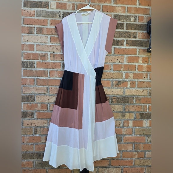 Diane von Furstenberg Ingrid Colour-Block Crepe De Chine Wrap Dress In Multicolo - Picture 10 of 14